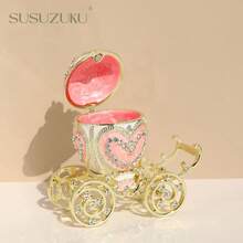 SIQIZHOU 1pc Ovoid European Enamel Heart-Shaped Carriage Jewelry Box, Decorative Storage Box, Russian Enamel Easter Egg Jewelry Box, Creative Decorative Jewelry Storage Box - Easter - View 5