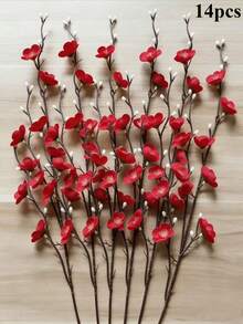 14/12/6支仿真白梅花，逼真桃花，适用于婚礼装饰、房间装饰、家居装饰、卧室、办公室、酒店、花园、派对、客厅、情人节、送给妈妈的礼物 - 彩色 - 查看 23