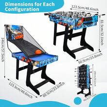 5-In-1 Multi Game Combination Table Set Table Tennis Table, Pool Table, Table Football, Slide Hockey, Basketball Shooting (4ft, 1.2m) - Blue - View 2