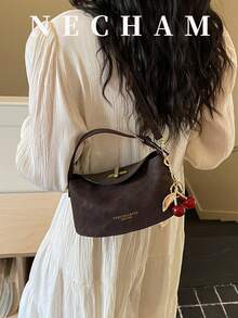 1pc Niche Design Handbag For Women, Box-Shaped Shoulder Bag, Elegant - Coffee - View 4