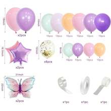 117 Pieces Of Pink And Purple Butterfly Balloon Arch Decoration Set, Large Butterfly Decorations, Suitable For Princess Birthday Parties, Baby Shower Parties, Baptisms, Weddings, Bachelor Parties Or Festival Parties As Decoration Items - View 6