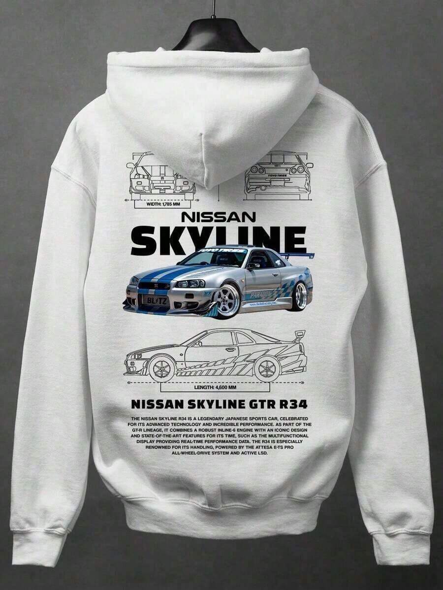 Skyline GT-R Sweatshirt - Printed Sweatshirt, Excellent Quality, Modern, Minimalist. - 白色 - 查看 1