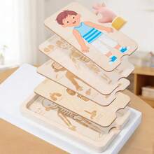 Children Montessori Educational Wooden Boys Girls Body Structure Human Body Puzzle - Clear - View 3