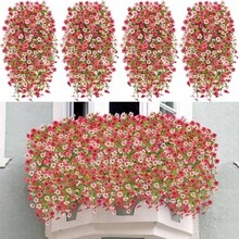 4 Stücke lebendiger künstlicher Hängender Blumenstrauß, hergestellt aus verschiedenen Farben und dichten Eukalyptusblättern, Kunststoffkonstruktion geeignet für den Außenbereich, wartungsfreies Design, ideal für Inneneinrichtung, Hochzeiten, Feste und Feiertage. - 4 Stück – Rosa - Übersicht 4