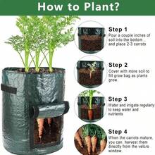 7加仑加厚型土豆种植袋，透气网眼顶盖 - 适用于土豆、胡萝卜、西红柿和洋葱 - 室内/室外均可使用，优质面料，易于根系生长，可季节性调节温度，功能齐全的园艺种植袋，结实耐用的提手，可装蔬菜种子 - 墨綠色 - 查看 5
