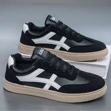 Retro German Style Men's New Fashion Versatile Low-Top Casual Sneakers - Black and White - View 3