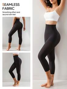 Suprenx Women's High Waist 7/8 Length Compression Leggings, Tummy Control Shapewear - Black - View 6