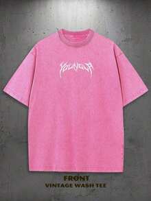 1PC Y2K Vintage Washed-Shirt |   Men's YLA Graphic Tee |   Gym Graphic Tee |   Gifts Men Or Boyfriend |  % Cotton |   230Gsm Thickened Fabric |   Unisex P4UU - Hot Pink - View 8