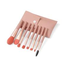 7pcs Mini Travel Makeup Brush Set, High Quality Synthetic Fiber Foundation, Blush, Concealer, Eyebrow, Eyeshadow Angled Brushes With Storage Bag (Pink) - Multicolor - View 2