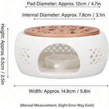 茶壶保温器，陶瓷茶壶保温器，茶蜡烛保温器，陶瓷茶壶保温器，中空凹底垫，实用多功能茶壶加热器，适用于家庭、办公室、咖啡厅 - 白色 - 查看 5