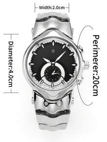 双色表盘男士腕表，不对称复古优雅不锈钢表带时尚腕表 - 均碼 - 查看 8