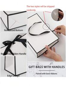 1个生日快乐礼品袋 - 优雅的生日派对礼品袋，T型封口，轻便可折叠购物袋，适合送给女士、妈妈、奶奶、女朋友、男朋友、丈夫、妻子、伴侣 - 生日派对装饰、礼品包装 - 黑白生日装饰、生日礼物、庆祝活动配件、装饰丝带、结构坚固、活动策划、时尚包装、耐用材质、女士礼物 - 彩色 - 查看 8