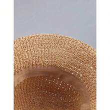 Classic Straw Braid Hat, Women's Beach Hat, Versatile Bucket Hat,, Spring/Summer - Beige - View 4
