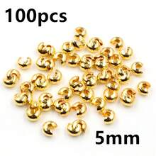 100颗铜圆盖压接端珠 3 4 5mm 止动隔珠，适用于DIY珠宝制作配件 - crimp beads - 查看 31