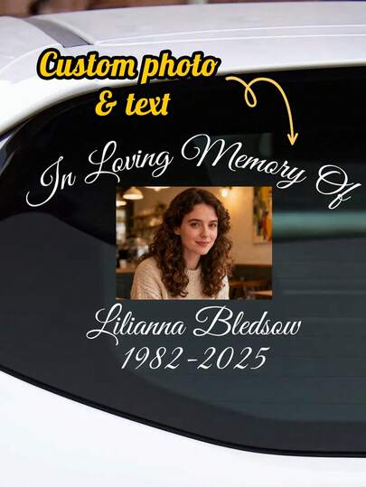 Custom Photo Memorial Car Decal – Personalized "In Loving Memory Of" Vinyl Car Window Sticker With Photo, Name & Dates | Remembrance RIP Car Decal Tribute For Loved One | Waterproof Die-Cut Memorial Vinyl For Car, Truck Window Or Bumper | Sympathy Gift, Bereavement Remembrance Sticker | Custom Photo & Text Memorial Decal For Vehicle Window, Laptop Or Wall, Durable Outdoor Vinyl Tribute Graphic