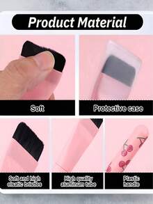 1支樱桃印花无痕遮瑕化妆刷，平头粉底/面膜刷，化妆师必备工具，隐形无痕，旅行便携超薄粉底刷，轻盈面部轮廓刷，扁平面膜刷，混合底妆膏刷，银色底妆刷，扁平基础化妆刷，液体粉底刷，底妆刷，遮瑕刷，腮红刷，轮廓刷，腮红刷，修容刷，散粉刷，底妆刷 - 彩色 - 查看 6