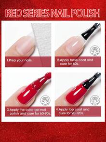 VOKY 1支装红色闪粉美甲胶，经典樱桃红，UV/LED灯固化，不含甲醛，质地丰润，7毫升 - 紅色 - 查看 8