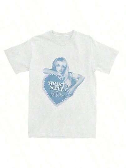 Camiseta Sabrina Carpenters Album Short N' Sweet para hombre, camisetas estéticas de algodón para hombre, camiseta novedosa de cuello redondo para verano, camisetas de talla grande.