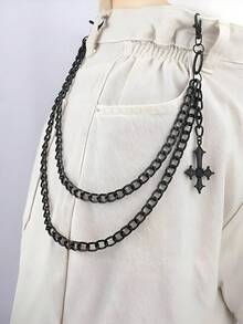 1件十字形镂空多层朋克嘻哈裤链，时尚百搭 - 彩色 - 查看 10