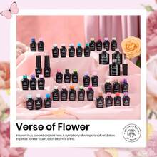 Beetles 36 Colors Gel Nail Polish Set, Pastel Jelly Pink Purple White Green Glitter Gel Kit With Base & Top Coat, Nail Tools, Soak Off UV Nail Art, Salon DIY Manicure Gift For Women - 36 Colors Verse of Flower - 查看 6
