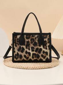 Niche Design Fashionable Women's Handbag, Leopard Print Shoulder Bag, Casual Crossbody Tote - Multicolor - View 2