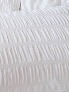 1pc French Romantic Ruffled Seersucker Pillowcase, Soft Lightweight Decorative Cushion Cover For Bedroom, Wedding Season Home Decor, No Insert - White - View 5