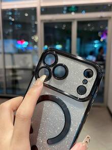 1 ốp lưng điện thoại TPU mạ điện từ tính lấp lấp lánh, tương thích với iPhone 17/17 Pro/17 Pro Max/17 Air/8P/X/XS/XR/XS Max/11/11 Pro/11 Pro Max/12/12 Pro/12 Pro Max/13/13 Pro/13 Pro Max/14/14 Pro/16 Plus/14 Pro Max/15/15 Pro/15 Plus/15 Pro Max/17/17 Pro, kèm miếng dán bảo vệ ống kính. - màu đen - Xem 7
