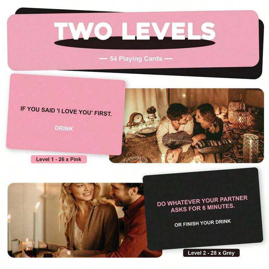 Anniversary Or Valentine's Day, Enhance Relationship,Couples Drinking Game Date Night, Couples Games Adults Couples Card Games Adults, - Pink - View 1