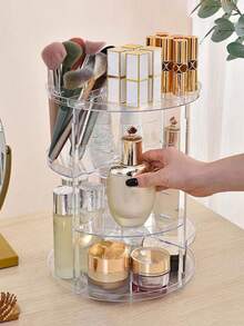 1pc 360° Rotating Makeup Display Rack, Transparent Cosmetic Storage Box, Multi-Functional Bathroom Makeup Brush Holder, Perfume Rack, Vanity Table Lipstick And Skincare Storage Box, Cosmetic Makeup Display Organizer, Suitable For: Countertop, Bathroom Vanity, Makeup Room. Suitable For Ladies, Mother's Day, Valentine's Day Gift - Multicolor - View 3