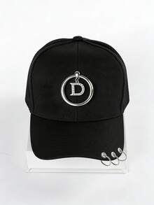 朋克酷炫金属D形环棒球帽街头风遮阳帽男女通用 - 黑色 - 查看 5