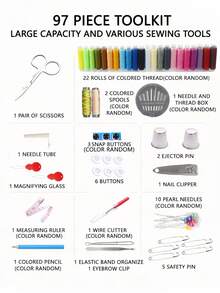 Bộ dụng cụ may vá di động 1 món, 10 món/bộ gồm suốt chỉ, kim, dụng cụ xỏ chỉ, đồ dùng may vá gia đình. - A - Xem 5