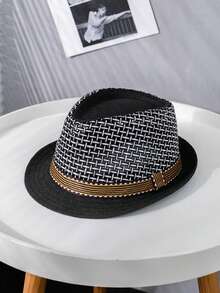 1 buah Topi Jerami Bohemian Warna Polos, Topi Anyaman Dekoratif Pelindung UV, Aksesori Fashion Serbaguna untuk Pria dan Wanita, Sepanjang Musim - topi jerami - View 8