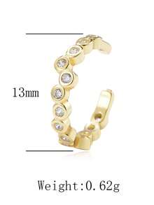 1件S925纯银几何水钻耳夹，简约奢华小众耳环，适合无耳洞人士佩戴 - 金色 - 查看 4