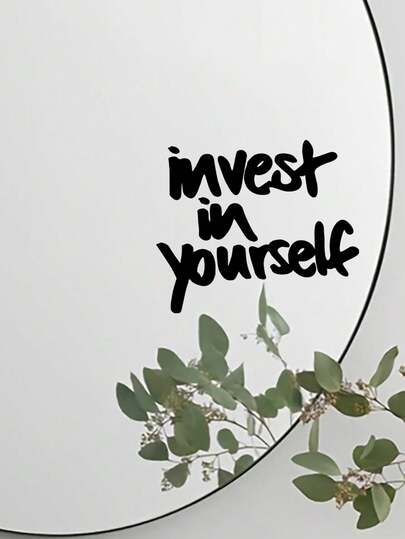 1 miếng dán chữ "Đầu tư vào bản thân - Năng lượng tích cực" - Trang trí nhà cửa cho phòng tắm, gương trang điểm, cửa ra vào & cửa sổ | Chỉ có miếng dán