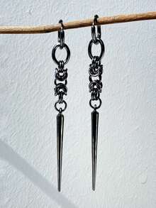 1 Pair Punk Goth Hip Hop Unique Design Edgy Black Spike Cone Alloy Dangle Earrings, Unisex Daily Wear & Party Jewelry - Multicolor - View 2