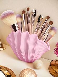 1个粉色少女贝壳化妆刷收纳盒，文具整理器，可爱清新，送给女朋友的礼物 - 彩色 - 查看 11