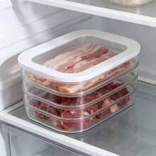 Compartiment de congélateur transparent 1/2/3/4 couches, empilable, rangement en couches sans mélange de saveurs, convient pour le stockage de la viande et du bacon. Convient pour la réfrigération de l'eau, les fruits et la viande, la préparation en cuisine, les pique-niques en plein air, etc. - Multicolore - Voir 4