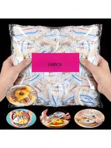 100片装弹性食品保鲜膜，PE薄膜材质，一次性碗盖，厨房食品储存，厨房用品及小工具 - 彩色 - 查看 11