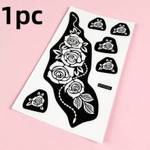 2pcs Hand Tattoo Stencil Templates With Floral Patterns - Black - View 8