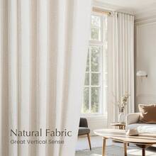 NICETOWN Natural Linen Curtains 84 Inch Long 2 Panels Set, Grommet Top Thick Linen Burlap Semi Sheer Vertical Drapes Privacy Assured With Light Filtering For Bedroom/Living Room, W55 X L84 - Vanilla - Xem 7