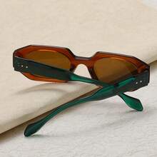 Irregular Square Sunglasses Retro Personality Color-Block Thick Frame European And American Cross-Border  Fashion Hip-Hop Sunglasses - Tea Basket With Tea Leaves (green Stem) - View 3