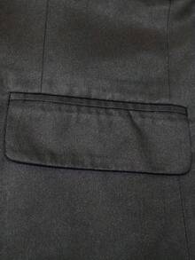 Men's Classic Solid Color Suit Jacket,2-Piece Set Single-Breasted, Long Sleeves With Pockets, Chinese Style Slim Stand Collar Wedding Suit Jacket, Suitable For Parties And Ceremonies - 黑色 - 查看 7