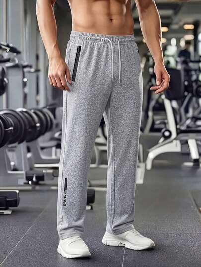 Lightweight Men's Running Pants, Solid Color Casual Sports Trousers, Breathable & Comfortable Men's Sweatpants, Drawstring Waist, Zipper Pockets, Multi-Color Options, Suitable For Spring/Summer Daily Outdoor, Workout, Running