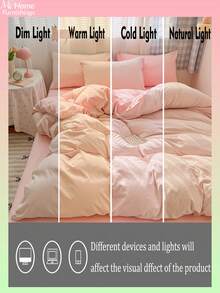3pcs Pink Bedding Set, 1 Duvet Cover & 2 Pillowcases, Soft & Comfortable Home Textile, Soft & Skin-Friendly, Multiple Colors Available, Suitable For Dorm Rooms, Minimalist & Fashionable Home Decor, Soft & Comfortable Bedroom Bedding Set, Fashionable Set, Machine Washable, No Filling - Pink - View 7