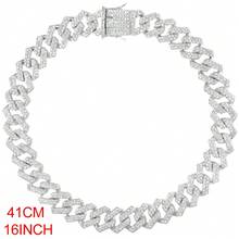 20毫米男士嘻哈链项链，密镶水钻，闪亮菱形链项链，时尚饰品 - 大14mm側開項鍊 - 查看 13