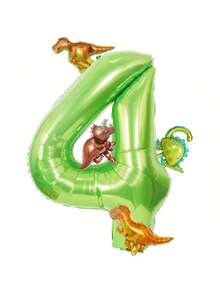 32-Inch Green Number 2 Dinosaur Balloon, Tyrannosaurus Rex, Velociraptor, Triceratops, Stegosaurus Foil Balloon, Suitable For Children's Birthday, Cute Dinosaur Baby Shower Party Decorations - View 6
