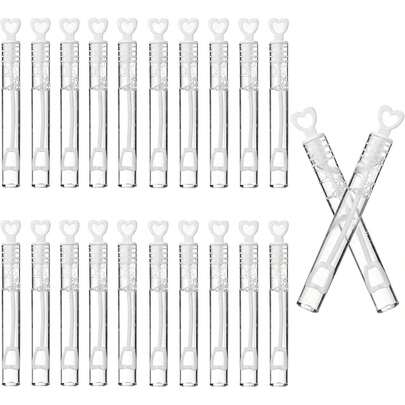 20/48/60pcs White Heart Shaped Bubble Wands, Mini Bubble Sticks Party Favors, Suitable For Valentine's Day, Wedding, Birthday Celebration, Proposal Gifts - No Bubble Fluid, Best For Valentine's Day (Empty Tube, No Bubble Liquid)