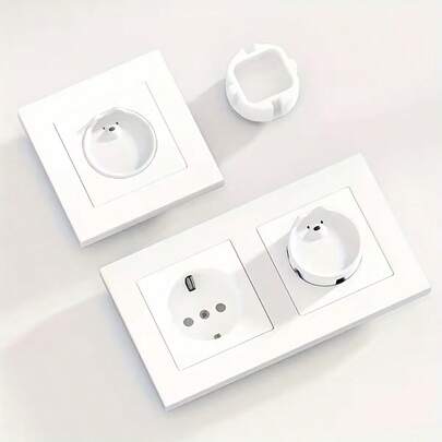 3/5/7/10Pcs European Socket Protection Covers, Bear Pattern Outlet Covers, Anti-Electric Shock Power Socket Protectors, Switch Cover Caps, Home Protection Accessories