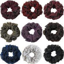 1pc New Bright Silk Fabric Two-Layer Large Flower Extra Large Hair Tie - Black - View 2