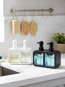 1pc Dual-Head Pump Bottle, Refillable Dispenser For Hand Wash, Shampoo, Body Wash, Lotion, Laundry Detergent, Dish Soap - Multicolor - View 2